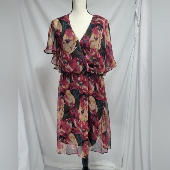 Lauren Ralph Lauren Floral Midi Dress - Red and Black - Picture 1 of 8